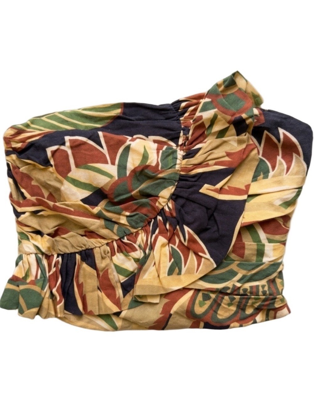 Zara Limited Edition Tropical Floral Linen Blend Strapless Crop Top Small